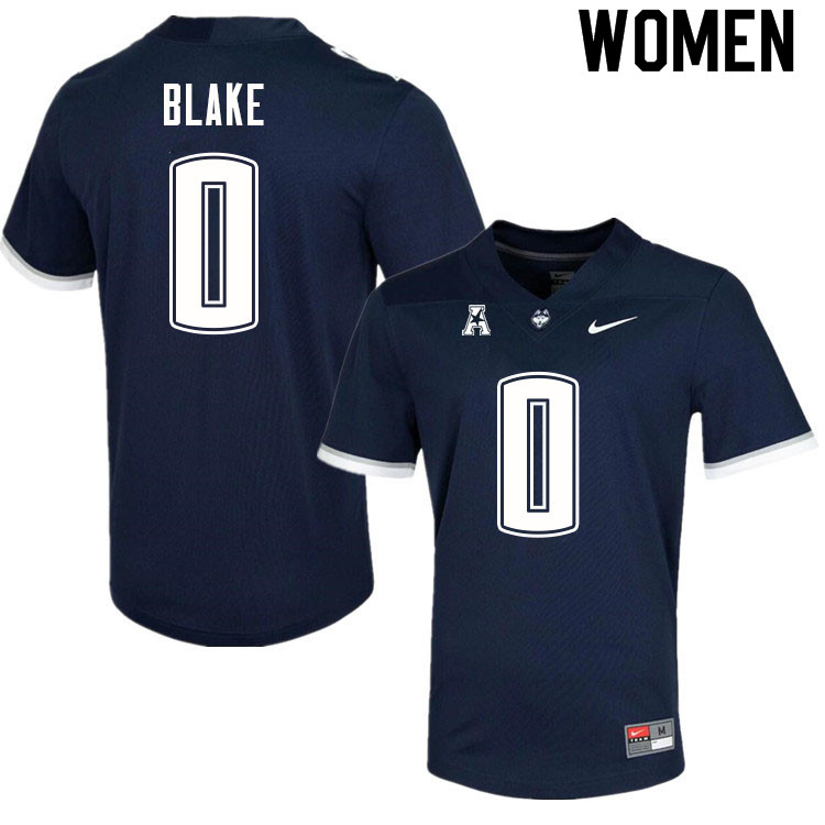Women #0 Reyan Blake Uconn Huskies College Football Jerseys Sale-Navy
